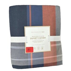 Pottery Barn Teen Walker Red and Blue Plaid Twin Duvet Cover New with Tags